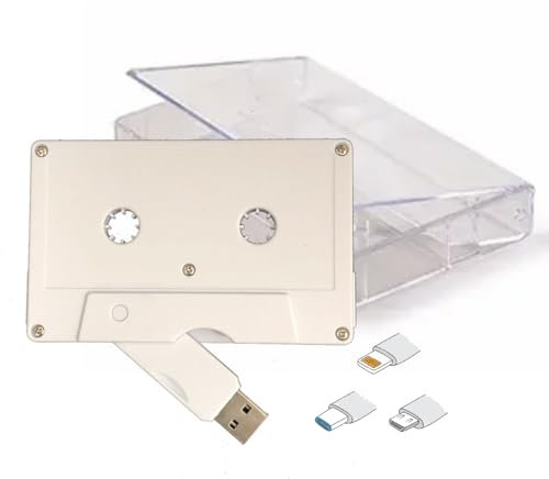 USB Mixtape Music Gift Memory Storage Retro Casette Tape with Clear Box 8GB for Videos Photos Songs Flash Drive Unique Personal Gift (Type C)