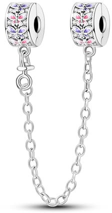 Hapour 925 Sterling Silber Charms für Armbänder und Halsketten – Anhänger Perlen Sicherheitskette für modische Accessoires europäischer Schmuck Geburtstagsgeschenk für Frauen Mädchen