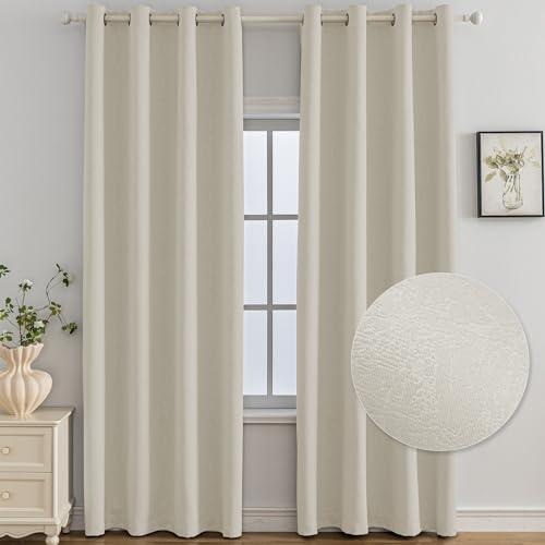 Ystyle Tende Oscuranti per Interni 2 Pezzi, 140x260 CM, Termiche Isolanti, Anti-Rumore, con Anelli, Tenda Moderna Per Camera da Letto e Soggiorno, Beige