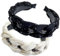 scicent Haarschmuck Hochzeit 2 Stück Haarreifen Damen Handgemachte Geflochten Haarreif für Mädchen Vintage Breit Haarband Modisches Stirnbänder Rutschfest Kopfband (Beige+Schwarz) - 15716