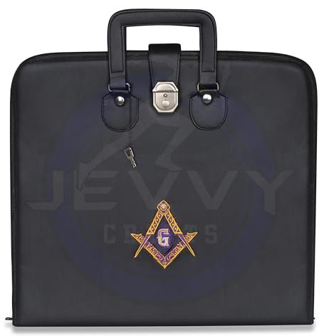 JEVVY CRAFTS Masonic Black Master Mason Soft Apron Case - Blue Lodge MM/WM Provincial (Größe 16/18) mit eleganter Stickerei, Schwarz, Größe M