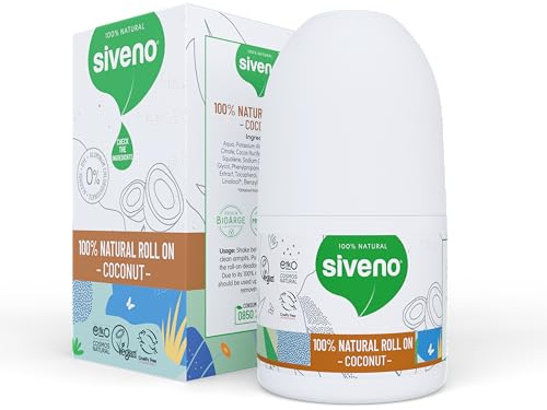 Siveno 100% Natürliches Anti-Schweiß Deodorant für Männer, Herbal Stain-Free Stick Man Roll-On - 50ml, kein Aluminium, kein Paraben, kein SLS, recyclebare Verpackung, umweltfreundlich, Gre | Kokosnuss