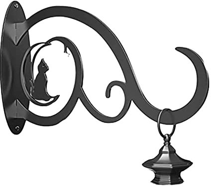 Cesta colgante para plantas de acero IronHolding para ventanas, macetas rectangulares 30 30 (negro, talla única)