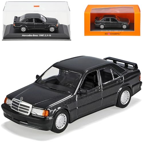 alles-meine.de GmbH Mercedes-B C-Klasse 190E W201 2.3-16 Schwarz Metallic 1982-1993 1/43 Minichamps Maxichamps Modell Auto mit individiuellem Wunschkennzeichen