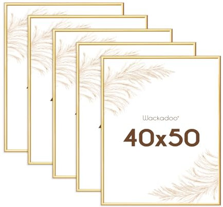 Wackadoo Bilderrahmen 40x50 Gold 5er Bilderrahmen Set Fotowand Fotorahmen mit Glasscheibe Kunststoff Picture frame