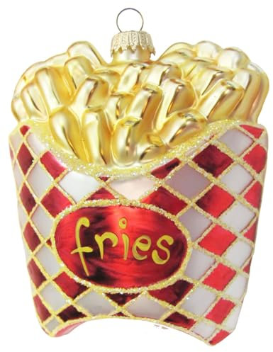Krebs Glas Lauscha - Weihnachtsdekoration/Christbaumschmuck aus Glas - Tüte Pommes Frites - Größe: ca. 10 cm