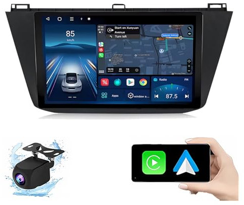 Android 14 Autoradio per VW Tiguan 2017-2019 9 Pollici Stereo Auto Radio Doppio DIN con CarPlay/Android Auto GPS USB Bluetooth WiFi FM Comandi al Volante Touchscreen(P1(1G+32G))