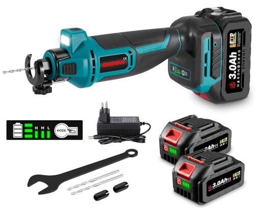 Cordless Drywall Cut Out Tool - Brushless Rotary Saw with Up to 30000 RPM, Compact Spiral Saw Kit for Cutting Wood Drywall, Sheetrock, Wood