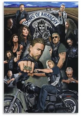 Samcro Sons of Anarchy Cartoon Posters Poster Dekorative Malerei Leinwand Wandkunst Wohnzimmer Poster Schlafzimmer Malerei,Wandkunst Bilddruck Moderne Familienzimmer Dekor 12x18inch(30x45cm)