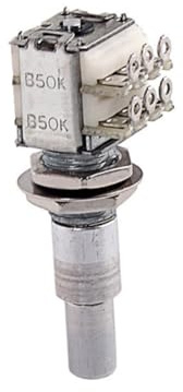 B50k Gitarrenpotentiometer Pg324 mit Mittelrastung, Silber | Konzentrisches Doppelpotentiometer, Metall Ausführung, Vintage Taper, Ersatzteil für Elektrische Gitarren