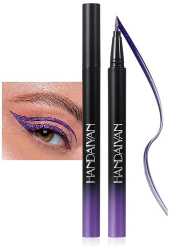 Metallic Glitzer Eyeliner - Lila Diamond Flüssiger Eyeliner - Glitter Liquid Eyeliner Wasserfest & Wischfest - Purple Metallischer Eye Liner - Hochpigmentiert Kajalstift - Eyeliner für Gesicht Körper