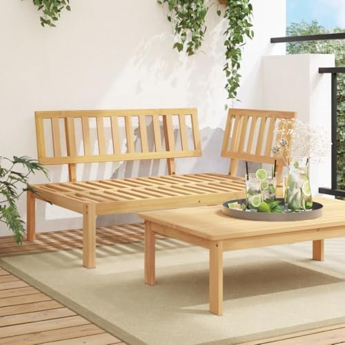 Myheimly Garten-Ecksofa aus Paletten Massivholz Akazie Braun Hellbraun Ecksofa