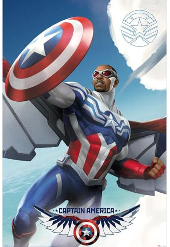 Close Up Captain America Poster | Marvel Brave New World | Anthony Mackie, Sam Wilson | 61 x 91,5 cm