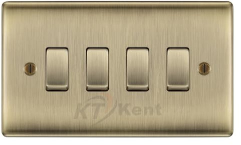 BG Nexus Antique Brass 4 Gang Switch 3x Intermediate 1x 1 or 2 Way Custom Grid