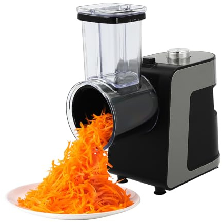 Mandoline électrique 1000 W - En acier inoxydable - Avec 10 lames - Pour fruits et légumes - Noir