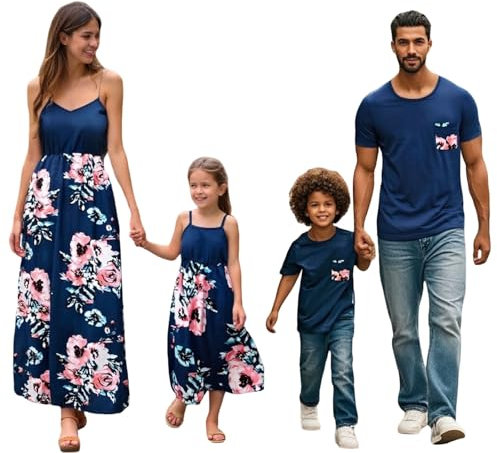 HELLORSOON Mutter und Tochter Kleider Rüschenärmel Sommerkleid Familie Passende Outfits