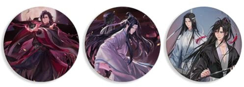 Wei Wu Xian Anime Coasters Set of 3 Lan Wang Ji Ceramic Round Drinks Coasters with Non-slip Cork Base Decorative Cup Coasters for Home Office