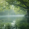 TRIOSK Große Motivplane Sichtschutz Zaunblende mit Motiv Flussbaum Nebel Fluss Wasser Baum Motivbanner Garten Deko Plane Blickdicht für Zaun Terrasse Gartenzaun Zaunplane PVC 600x200 cm