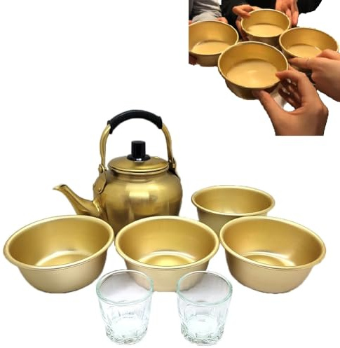 MYTEMS Koreanisches Makgeolli Makkoli Reisweinkessel Schüssel Soju Schnapsgläser Set