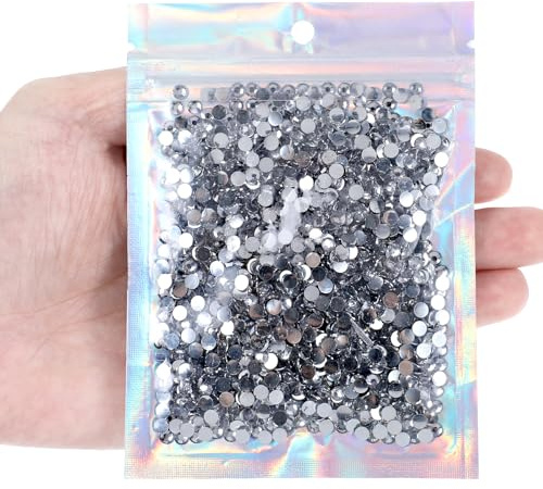 TIESOME 3000Pcs Strass 4mm Harz Strasssteine Pailletten Verzierungen Edelsteine Hotfix Flatback Kristall Bling Diamanten für Nägel, Kleidung, Tassen, Flaschen, DIY Handwerk Dekoration (Weiß)