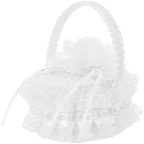 Garneck Ringbox mit Satin und Spitze für Hochzeitszeremonien Weichem Besticktem Ringkissen Praktischer Tragelasche und Verpackung für Valentinstag und Besondere Anlässe