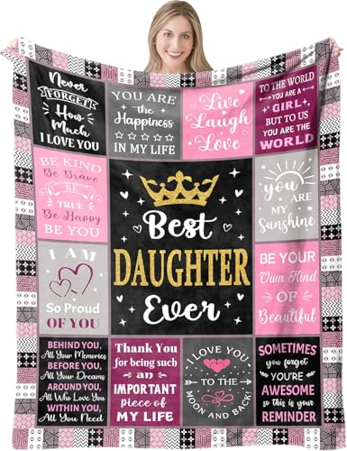 ACAATVE Daughter Gifts from Mum and Dad - to My Daughter Blanket 150x130CM | Flannel Throw Personalised Christmas Valentines Graduation Birthday Presents Idea for Dear Daughter Adult