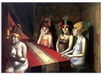 RXNHGJDS Otto Dix Bild auf Leinwand Der Salon i Poster berühmte Gemälde Reproduktion auf Leinwand Schlafzimmer Leinwandbilder für Heimdekoration55x40cm(22x16in) Rahmenlos