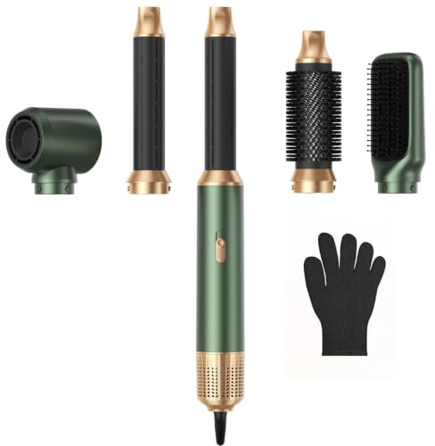 Airstyler 5 in 1 Hair Styler 1000W Warmluftbürste Set mit Auto Lockenstäbe,1000W Haartrockner Air brush für Alle Haartypen, Haarstyler für Volumen, Trocknen, Glätten & Locken
