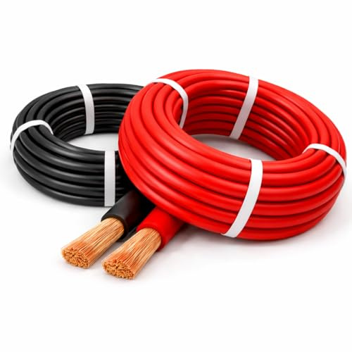 MKGT Hi-Flex 50mm² 345 Amp Automotive Starter/Inverter/Welding/Battery PVC Cable Wire – High Current Multi-Strand Copper Power Cable for Car, Van, Marine & Off-Grid Use (Black, 2 Metres)