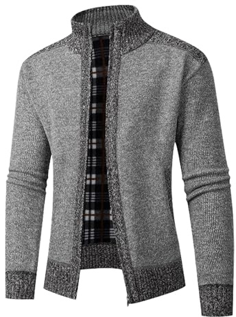 NANAMEEI Herren Strickjacke mit Reißverschluss Stehkragen Cardigan Langarm Warme Winterjacke Pullover