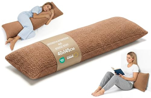 Seitenschläferkissen mit Bezug Bouclé Schwangerschaft Kissen 40 x 145 cm - Schwangerschaftskissen Body Pillow Kuschelkissen Lagerungskissen Stillkissen Schlafkissen für Seitenschläfer Oeko-Tex