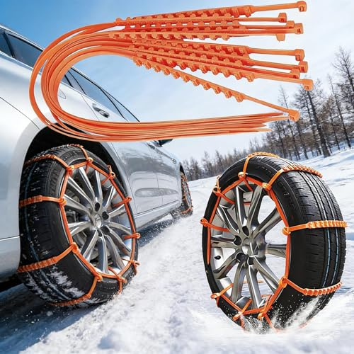 CUVZORA 20 cadenas de nieve antideslizantes para neumáticos, bridas, universales, reutilizables, para coches, todoterrenos, SUV, aptas para barro de nieve y colgantes, compatibles con 205 55 R16 205