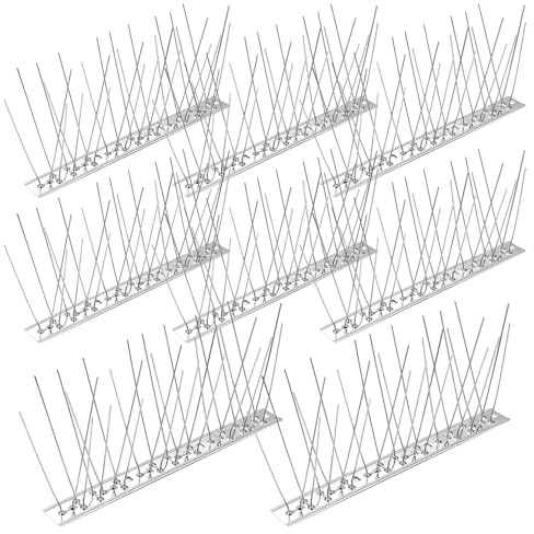 Heozhuyi 12 Pcs Pinchos Antipalomas de Acero Inoxidable, Pinchos para Palomas, Púas Ahuyentador de Pajaros, para techos y Ventanas, Cobertura de 3 Metros
