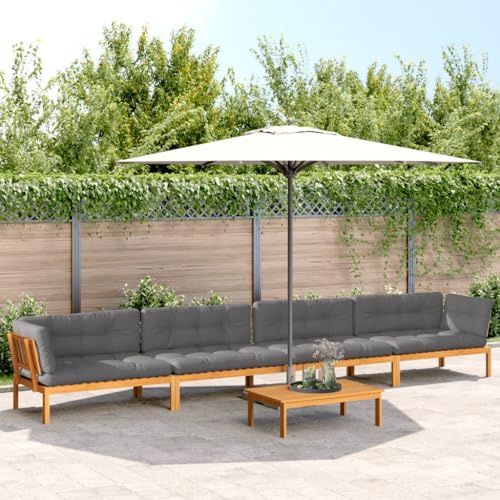 Ordellia 5-TLG. Garten Sofagarnitur aus Akazienholz, Paletten-Design, mit Kissen, Outdoor Möbel Set, 100x60x30cm Tisch, für Terrasse und Balkon