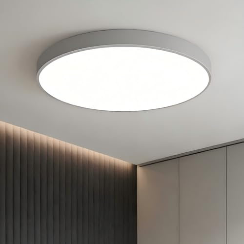 KUOP LED Deckenleuchte Rund 40cm 36W 3000K Deckenlampe Anthrazit | Deckenleuchte LED Warmweiß Grau SchlafzimmerLampe Decke für Mädchenzimmer Wohnzimmer Schlafzimmer,40cmB*4cmH
