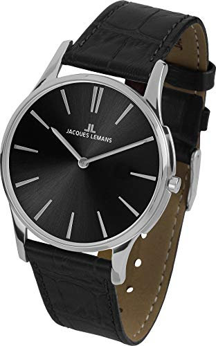 JACQUES LEMANS Damenuhr London Lederarmband massiv Edelstahl 1-1938A