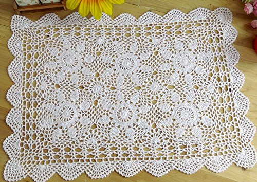 laivigo handgefertigt Crochet Spitze Tischdecke Deckchen Spitzendeckchen, Rechteck, 61–78,7 cm, baumwolle, weiß, 20 x 24 Inch