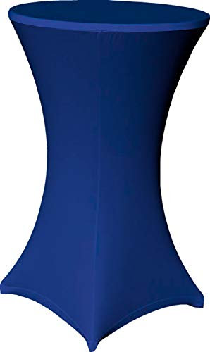 EXKLUSIV HEIMTEXTIL Stehtischhusse Stretch für Bistrotisch mit 4 Fußlaschen elastisch Ø 60-65x110-120 cm Blau