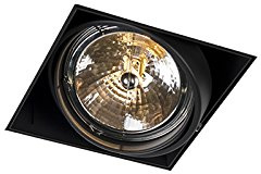 Qazqa - Modern Einbauspot schwarz AR111 drehbar und kippbar - Oneon I Wohnzimmer I Schlafzimmer - Stahl Quadratisch - LED geeignet G53