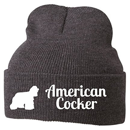 siviwonder Strickmütze - American Cocker Spaniel Ami USA - Stickerei Hund Winter Mütze Wintermütze Beanie Mütze Grey Melange-weiß