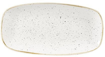 Churchill Stonecast Barley White Rectangular Chef Plates, 29.8 x 15.3 cm, Pack of 12