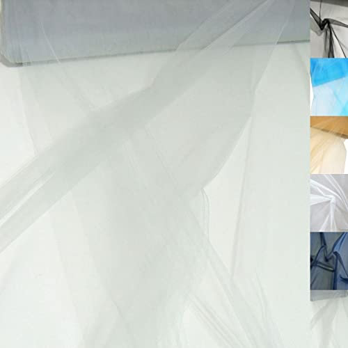 TOLKO Tüll feiner Netzstoff | uni Tüllstoff als Deko-Stoff zum Nähen, Dekorieren und Basteln | Durchsichtig Hauch Zart | 300cm breit Meterware für Vorhang Kleid Hochzeit Party Deko (Silber Grau)