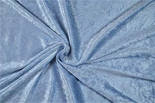 Pannesamt Stoff Meterware für Deko, Basteln und Bekleidung, 0,5 Meter - 147 cm Breit - Samt ähnliche Oberfläche Stoffe (Eisblau)