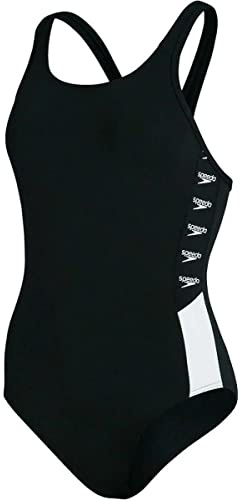 Speedo Boomstar Placement Racerback Swimsuit - Black/White, 32 (UK 10)