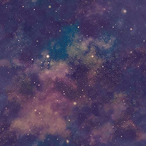 YöL Astral Multi Papier peint Motif galaxie Nebula Etoiles Violet/bleu marine/rose
