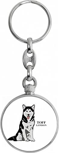 Toff London Porte-clés Chien Husky Noir et Blanc