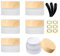 Yalbdopo 6Pcs 5ml/5g Empty Frosted Clear Glass Cosmetic Sample Containers with Wood Grain Plastic Lids and Inner Liners - Refillable Mini Travel Pot Jars for Makeup Creams Lip Balm Beauty Nails