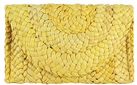 EVEOUT Paille Tissée Sac à Main pour Femmes Vintage Pochettes et Clutches Portefeuille Sac de Vacances à la Plage Jaune