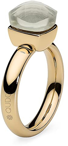 Qudo Firenze white topaz gold farbener Ring mit weißem Stein