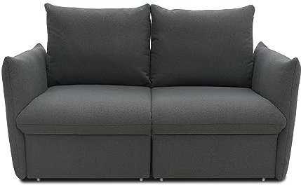 DOMO. collection Sofa Cloud Box, 2-Sitzer mit Schlaffunktion und Boxspringfederung, 2er Couch mit Bettauszug, Schlafsofa, Boxspringsofa 180 x 97 x 100 cm (BxTxH), dunkelgrau